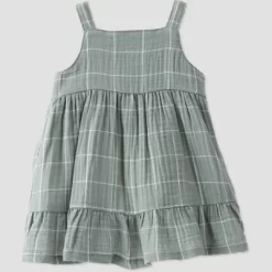 Little Planet By Carter's Baby Spring Plaid Gauze Dress - Green