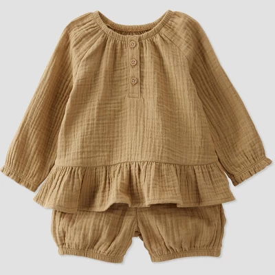 Little Planet By Carter's Baby 2pc Honey Oak Gauze Top And Bottom Set - Beige 4 Little Planet By Carter's Baby 2pc Honey Oak Gauze Top And Bottom Set - Beige - Image 4