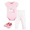Little Treasure Baby Girl Cotton Bodysuit, Pant And Shoe 3pc Set, Llama Love