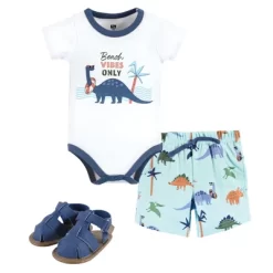 Hudson Baby Infant Boy Cotton Bodysuit, Shorts And Shoe Set, Beach Dino -Baby Nest Deals Store GUEST 68116d79 f344 4301 b44e 4835ffb21a3c