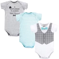 Little Treasure Baby Boy Cotton Bodysuits 3pk, Well Dressed