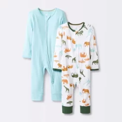 Baby Boys' 2pk Safari Animals Zip Romper - Cloud Island™ -Baby Nest Deals Store GUEST 6a050ea2 182d 407e b259 1392e197dbb6