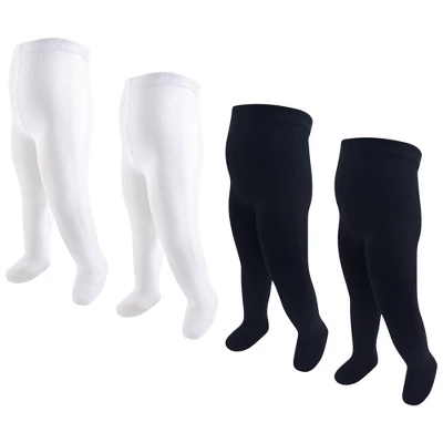 Touched By Nature Baby Girl Organic Cotton Tights, Black White 3 Touched By Nature Baby Girl Organic Cotton Tights, Black White - Image 3