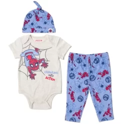 Marvel Avengers Hulk Captain America Spider-Man Baby Bodysuit Pants And Hat 3 Piece Outfit Set Newborn To Infant -Baby Nest Deals Store GUEST 6bce12aa 560b 4cac 9868 508596323ecb