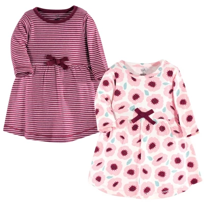 Touched By Nature Baby And Toddler Girl Organic Cotton Long-Sleeve Dresses 2pk, Blush Blossom 3 Touched By Nature Baby And Toddler Girl Organic Cotton Long-Sleeve Dresses 2pk, Blush Blossom - Image 3
