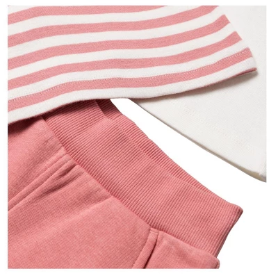 Stellou & Friends Cotton Pink And White 3 Piece Clothing Set For Newborns, Babies And Toddlers 2 Stellou & Friends Cotton Pink And White 3 Piece Clothing Set For Newborns, Babies And Toddlers - Image 2