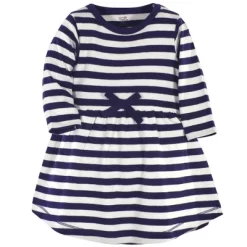 Touched By Nature Baby And Toddler Girl Organic Cotton Long-Sleeve Dresses 2pk, Coral Rose