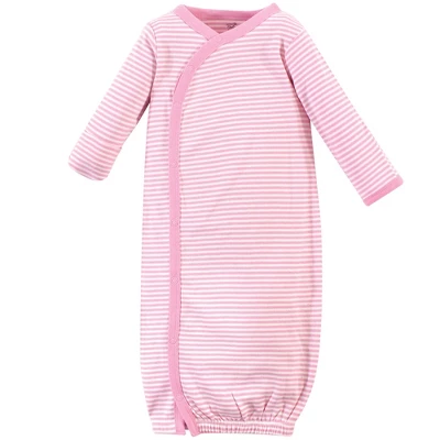 Touched By Nature Baby Girl Organic Cotton Side-Closure Snap Long-Sleeve Gowns 3pk, Garden Floral 2 Touched By Nature Baby Girl Organic Cotton Side-Closure Snap Long-Sleeve Gowns 3pk, Garden Floral - Image 2