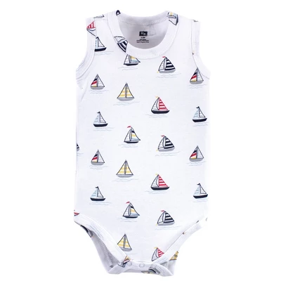 Hudson Baby Infant Boy Cotton Sleeveless Bodysuits 5pk, Captain 2 Hudson Baby Infant Boy Cotton Sleeveless Bodysuits 5pk, Captain - Image 2