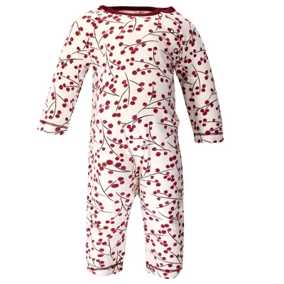 Touched By Nature Baby Girl Organic Cotton Coveralls 3pk, Berry Branch 1 Touched By Nature Baby Girl Organic Cotton Coveralls 3pk, Berry Branch