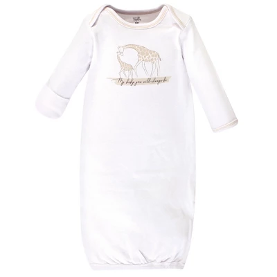 Touched By Nature Baby Organic Cotton Long-Sleeve Gowns 3pk, Little Giraffe, 0-6 Months 3 Touched By Nature Baby Organic Cotton Long-Sleeve Gowns 3pk, Little Giraffe, 0-6 Months - Image 3