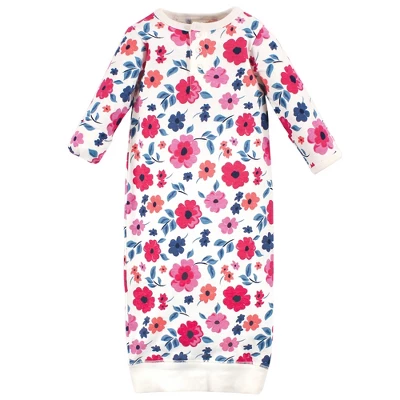 Touched By Nature Baby Girl Organic Cotton Henley Long-Sleeve Gowns 3pk, Garden Floral 3 Touched By Nature Baby Girl Organic Cotton Henley Long-Sleeve Gowns 3pk, Garden Floral - Image 3