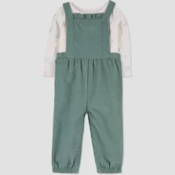 Carter's Just One You®️ Baby Girls' Floral Top & Overalls Set - Green