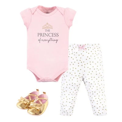 Little Treasure Baby Girl Cotton Bodysuit, Pant And Shoe 3pc Set, Princess Of Everything 4 Little Treasure Baby Girl Cotton Bodysuit, Pant And Shoe 3pc Set, Princess Of Everything - Image 4