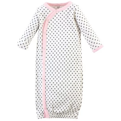 Touched By Nature Baby Girl Organic Cotton Side-Closure Snap Long-Sleeve Gowns 3pk, Pink Gray Scribble 2 Touched By Nature Baby Girl Organic Cotton Side-Closure Snap Long-Sleeve Gowns 3pk, Pink Gray Scribble - Image 2