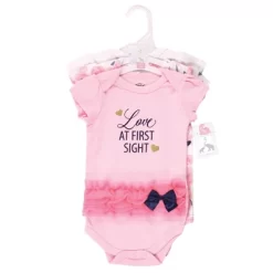 Little Treasure Baby Girl Cotton Bodysuits 3pk, Love At First Sight