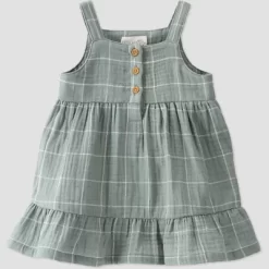 Little Planet By Carter's Baby Spring Plaid Gauze Dress - Green -Baby Nest Deals Store GUEST 7c6540b1 4fd8 4c50 b2e5 21362d2de504