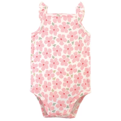 Touched By Nature Baby Girl Organic Cotton Bodysuits 5pk, Peach 3 Touched By Nature Baby Girl Organic Cotton Bodysuits 5pk, Peach - Image 3