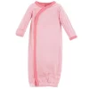 Touched By Nature Baby Girl Organic Cotton Side-Closure Snap Long-Sleeve Gowns 3pk, Coral Garden