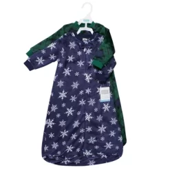 Hudson Baby Plush Long-Sleeve Sleeping Bag, Sack, Wearable Blanket, Navy Snowflake, 0-9 Months