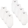 Luvable Friends Cotton Sleeveless Bodysuits 7pk, White