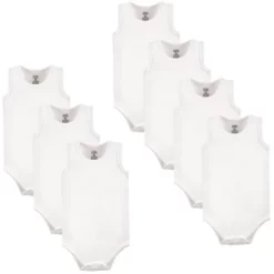 Luvable Friends Cotton Sleeveless Bodysuits 7pk, White
