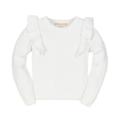 Hope & Henry Girls' Long Sleeve Pointelle Yoke Ruffle Sweater, Infant 6 Hope & Henry Girls' Long Sleeve Pointelle Yoke Ruffle Sweater, Infant - Image 6