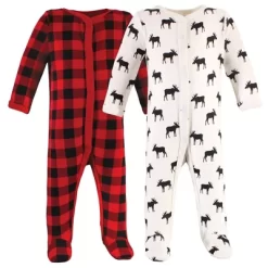 Hudson Baby Infant Boy Cotton Snap Sleep And Play 2pk, Plaid Moose -Baby Nest Deals Store GUEST 89f64745 b46b 4272 8d12 a6ee4641094b