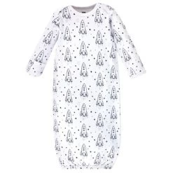 Hudson Baby Infant Boy Cotton Long-Sleeve Gowns 3pk, Rocket Ship, 0-6 Months