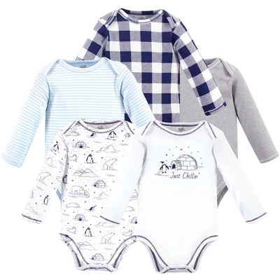 Touched By Nature Organic Cotton Long-Sleeve Bodysuits 5pk, Arctic 1 Touched By Nature Organic Cotton Long-Sleeve Bodysuits 5pk, Arctic