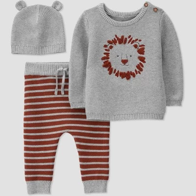 Carter's Just One You®️ Baby Boys' 3pc Lion Sweater & Bottom Set - Gray 9 Carter's Just One You®️ Baby Boys' 3pc Lion Sweater & Bottom Set - Gray - Image 9