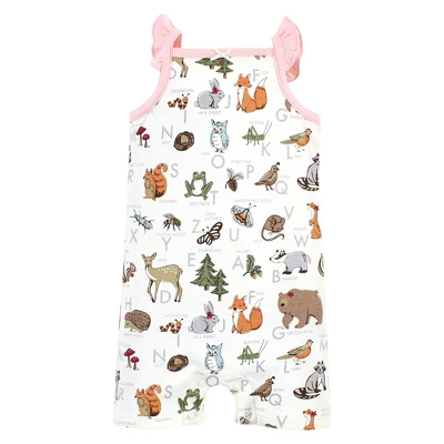Touched By Nature Infant Girl Organic Cotton Rompers, Woodland Alphabet 3 Touched By Nature Infant Girl Organic Cotton Rompers, Woodland Alphabet - Image 3