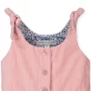 Hope & Henry Girls' Knot Tie Button Front Jumpsuit, Infant