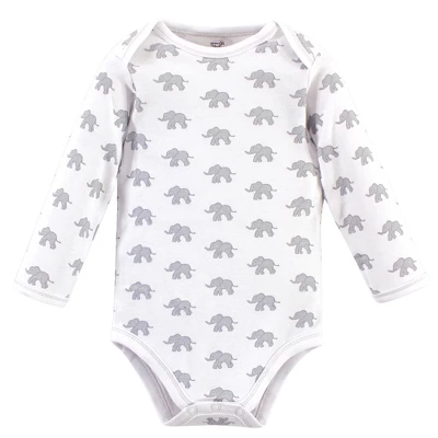 Touched By Nature Organic Cotton Long-Sleeve Bodysuits 5pk, Marching Elephant 4 Touched By Nature Organic Cotton Long-Sleeve Bodysuits 5pk, Marching Elephant - Image 4