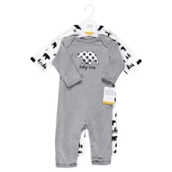 Hudson Baby Unisex Baby Cotton Coveralls, Baby Bear Gray Black