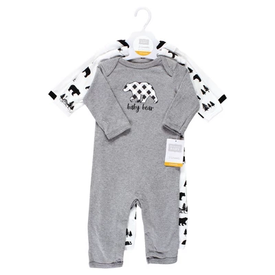 Hudson Baby Unisex Baby Cotton Coveralls, Baby Bear Gray Black 1 Hudson Baby Unisex Baby Cotton Coveralls, Baby Bear Gray Black