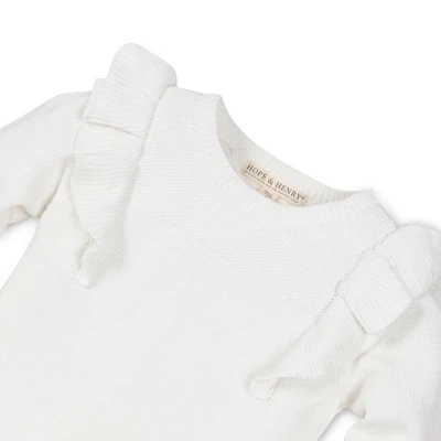 Hope & Henry Girls' Long Sleeve Pointelle Yoke Ruffle Sweater, Infant 1 Hope & Henry Girls' Long Sleeve Pointelle Yoke Ruffle Sweater, Infant