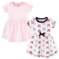 Touched By Nature Baby And Toddler Girl Organic Cotton Short-Sleeve Dresses 2pk, Floral Dot -Baby Nest Deals Store GUEST a7314045 2064 43b4 bb67 6c12b3934e70