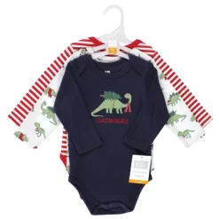 Hudson Baby Unisex Baby Cotton Long-Sleeve Bodysuits, Christmasaurus