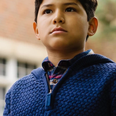 Hope & Henry Boys' Long Sleeve Hooded Half Zip Sweater, Infant 3 Hope & Henry Boys' Long Sleeve Hooded Half Zip Sweater, Infant - Image 3