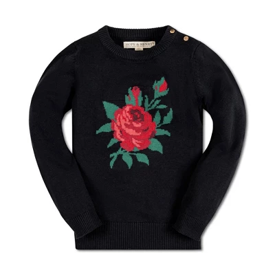 Hope & Henry Girls' Long Sleeve Rose Intarsia Sweater, Infant 5 Hope & Henry Girls' Long Sleeve Rose Intarsia Sweater, Infant - Image 5