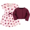 Touched By Nature Baby And Toddler Girl Organic Cotton Dress And Cardigan 2pc Set, Blush Blossom