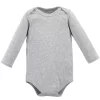 Hudson Baby Cotton Long-Sleeve Bodysuits 5pk, Gray Penguin