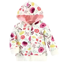 Touched By Nature Baby And Toddler Girl Organic Cotton Hoodie, Bodysuit Or Tee Top, And Pant, Botanical