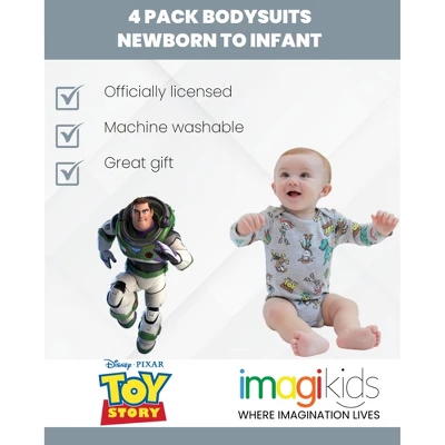 Disney Pixar Toy Story Alien Bullseye Rex Woody Jessie Buzz Lightyear Baby 4 Pack Bodysuits Newborn To Infant 2 Disney Pixar Toy Story Alien Bullseye Rex Woody Jessie Buzz Lightyear Baby 4 Pack Bodysuits Newborn To Infant - Image 2