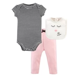 Little Treasure Baby Girl Bodysuit, Pant And Bib, Hello Gorgeous
