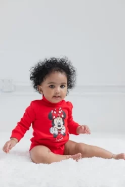 Disney Minnie Mouse Baby Girls 2 Pack Turtleneck Bodysuits Newborn To Infant