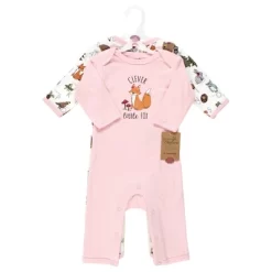Touched By Nature Infant Girl Organic Cotton Coveralls, Woodland Alphabet