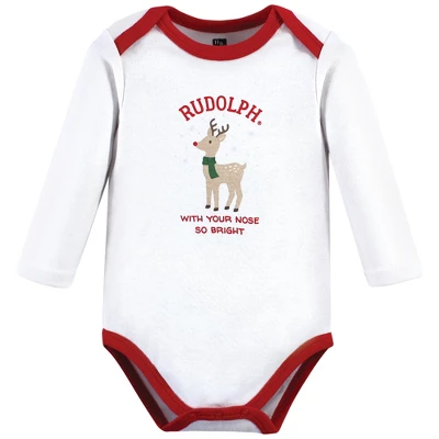 Hudson Baby Unisex Baby Cotton Long-Sleeve Bodysuits, Rudolph Reindeer 2 Hudson Baby Unisex Baby Cotton Long-Sleeve Bodysuits, Rudolph Reindeer - Image 2