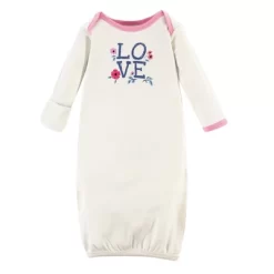 Touched By Nature Baby Girl Organic Cotton Gowns, Garden Floral, 0-6 Months